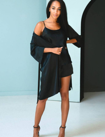 Шелковый топ и шорты Mia-Mia VANDA 15182, Цвет: черный, Размеры: M, изображение 4