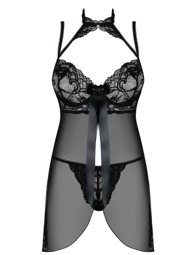 Бэби-долл + стринги Obsessive ELIZENES BABYDOLL, Цвет: черный, Размеры: L/XL, изображение 3