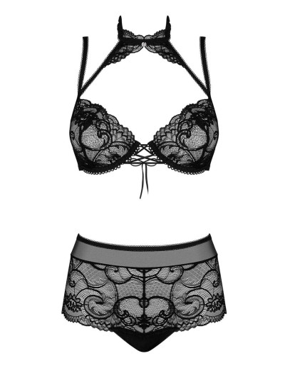 Сексуальный комплект Obsessive ELIZENES SET, Цвет: черный, Размеры: S/M, изображение 3
