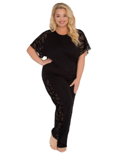 Вискозный комплект топ и брюки Akcent 578, Цвет: черный, Размеры: L, изображение 3