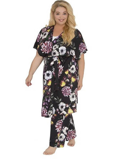 Пеньюар из трикотажной вискозы с принтом Akcent 590, Цвет: черный, Размеры: L, изображение 4