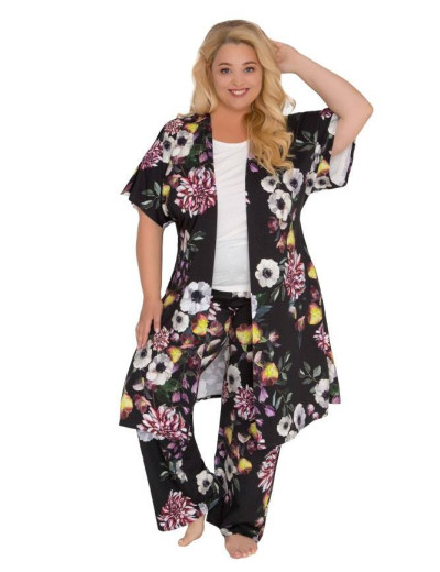 Пеньюар из трикотажной вискозы с принтом Akcent 590, Цвет: черный, Размеры: L, изображение 3