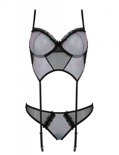 Мягкий корсет с пажами + стринги Avanua CARINA CORSET, Цвет: черный, Размеры: S/M, изображение 3