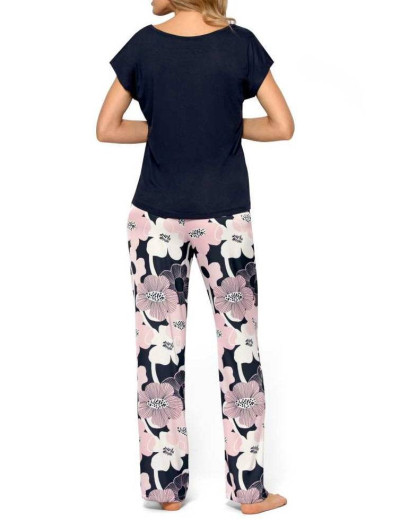 Пижама женская Nipplex BIANCA PAJAMAS из вискозы и атласа, Цвет: темно-синий, Размеры: S, изображение 3