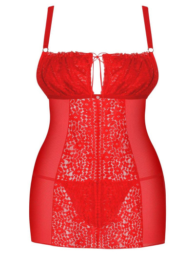 Сексуальная сорочка с трусиками Obsessive BLOSSMINA CHEMISE, Цвет: красный, Размеры: 6XL/7XL, изображение 3