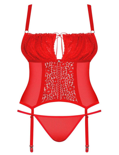 Красный корсет + стринги Obsessive BLOSSMINA CORSET, Цвет: красный, Размеры: 6XL/7XL, изображение 3