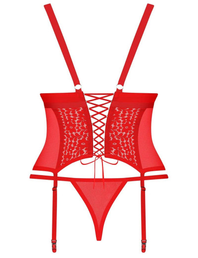 Красный корсет + стринги Obsessive BLOSSMINA CORSET, Цвет: красный, Размеры: 6XL/7XL, изображение 4