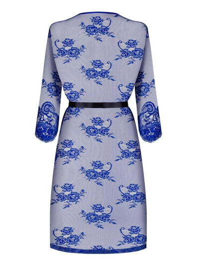 Кружевной пеньюар Obsessive COBALTESS PEIGNOIR, Цвет: синий, Размеры: S/M, изображение 4