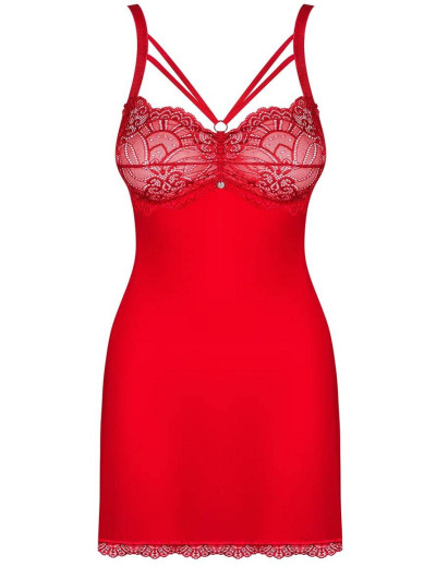 Сексуальная сорочка с трусиками Obsessive LOVENTY CHEMISE, Цвет: красный, Размеры: S/M, изображение 3