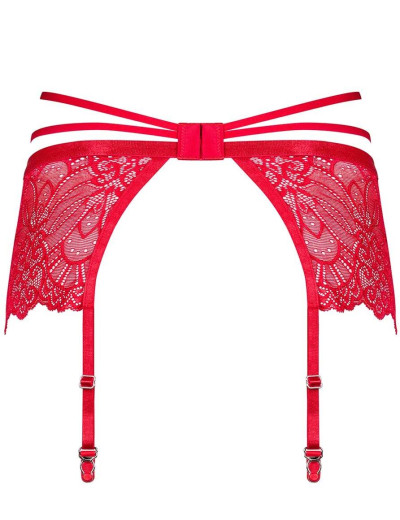 Кружевной пояс для чулок Obsessive LOVENTY GARTER BELT, Цвет: красный, Размеры: L/XL, изображение 4