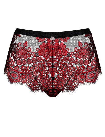 Кружевные трусики шорты Obsessive REDESSIA, Цвет: черный/красный, Размеры: S/M, изображение 3
