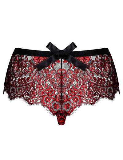 Кружевные трусики шорты Obsessive REDESSIA, Цвет: черный/красный, Размеры: S/M, изображение 4