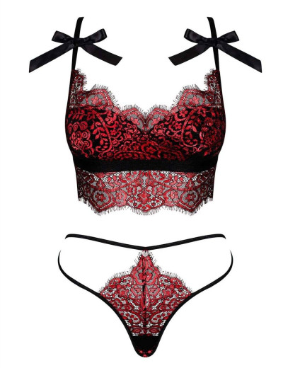Сексуальный комплект Obsessive REDESSIA SET, Цвет: черный/красный, Размеры: L/XL, изображение 3