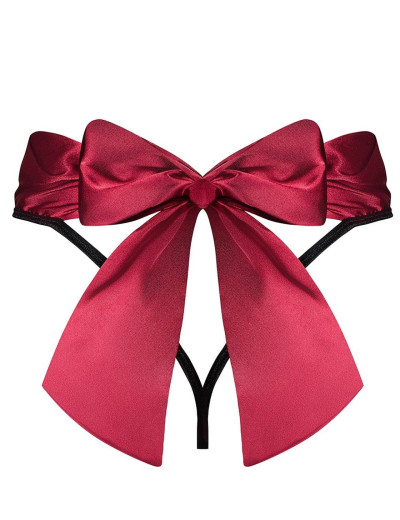 Трусики стринги Obsessive TIENESY THONG, Цвет: черный/красный, Размеры: S/M, изображение 4