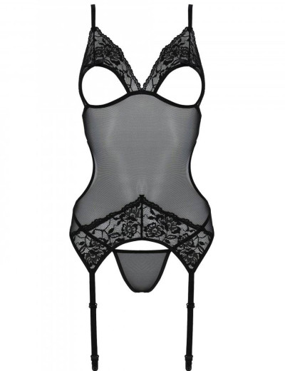 Соблазнительный корсет + стринги Passion CHRISTA CORSET, Цвет: черный, Размеры: S/M, изображение 3