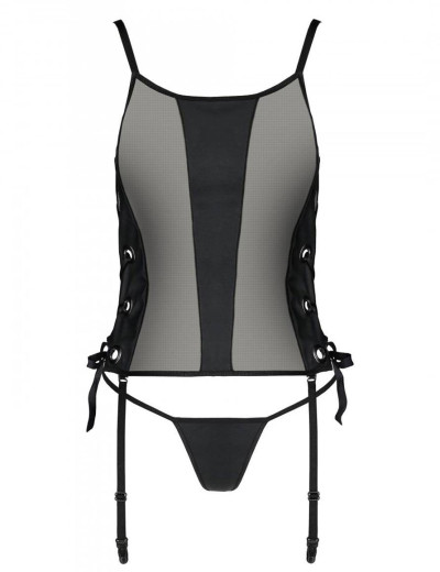 Соблазнительный корсет + стринги Passion MALWIA CORSET, Цвет: черный, Размеры: S/M, изображение 3