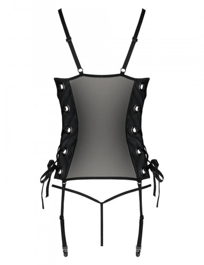 Соблазнительный корсет + стринги Passion MALWIA CORSET, Цвет: черный, Размеры: S/M, изображение 4