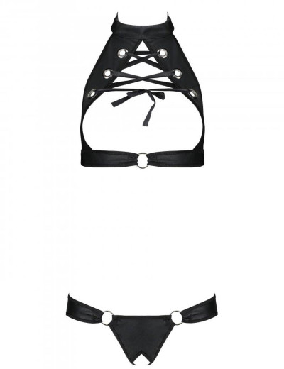 Откровенный комплект Passion MALWIA SET WITH OPEN BRA, Цвет: черный, Размеры: 2XL/3XL, изображение 3