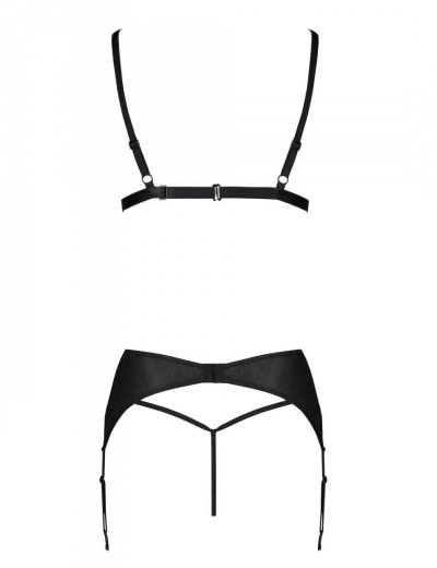 Сексуальный комплект с поясом для чулок Passion MILEY SET WITH OPEN BRA, Цвет: черный, Размеры: 2XL/3XL, изображение 4