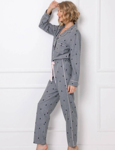 Хлопковая пижама с брюками Aruelle ELAINE, Цвет: серый, Размеры: XS, изображение 4