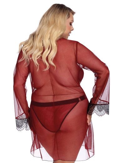 Прозрачный пеньюар Gorgeous ARABELLA ROBE, Цвет: бордовый, Размеры: 3XL/4XL, изображение 2