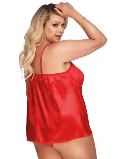 Атласный комплект Gorgeous DELPHINE, Цвет: красный, Размеры: 3XL/4XL, изображение 2