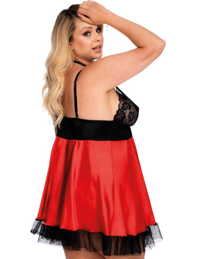 Атласная сорочка с кружевным лифом Gorgeous ZELDA, Цвет: красный, Размеры: 3XL/4XL, изображение 2