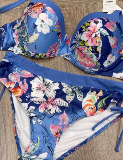 Раздельный купальник с уплотненной чашкой Lorin L2407/2 BIG, Цвет: флора, Размеры: 80E, изображение 3