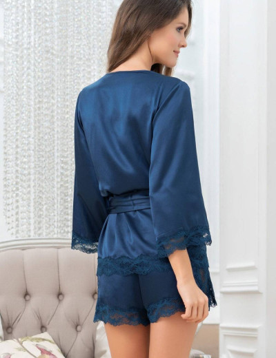 Сексуальный комплект-тройка шелк Mia-Amore FRIDA 3796 синий, Цвет: синий, Размеры: XL, изображение 4