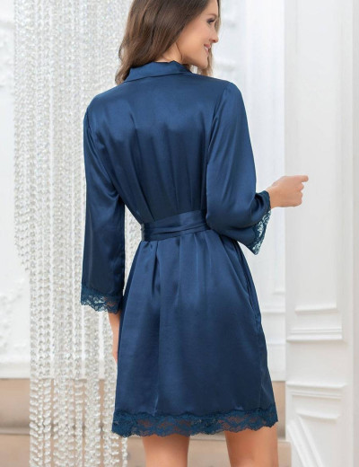 Шелковая ночная рубашка-халат Mia-Amore FRIDA 3797 синий, Цвет: синий, Размеры: L, изображение 2