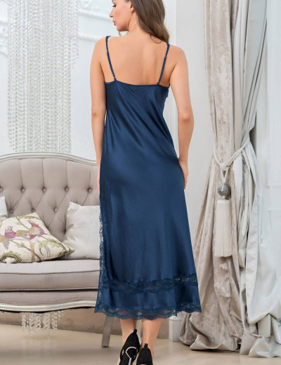 Длинная шелковая сорочка Mia-Amore FRIDA 3798 синий, Цвет: синий, Размеры: M, изображение 3