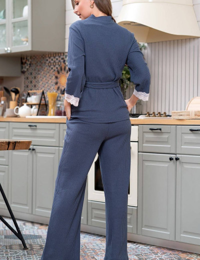 Брючный костюм-тройка из фактурного хлопка Mia-Amore WENDY 1736, Цвет: маренго, Размеры: M, изображение 4