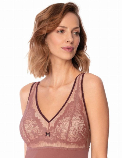 Трикотажная сорочка с кружевным лифом Nipplex ZOE, Цвет: пудра, Размеры: S, изображение 2