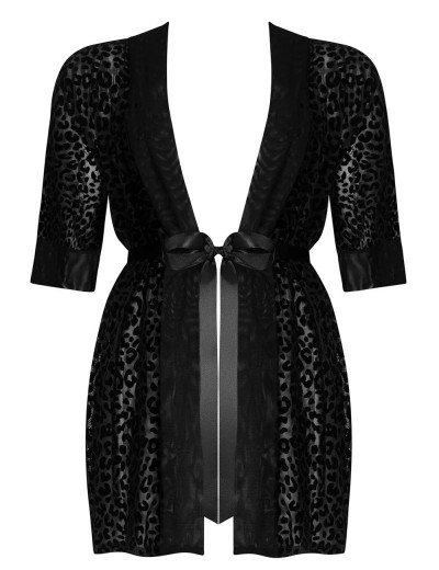 Черный пеньюар Obsessive JAGUERIA PEIGNOIR, Цвет: черный, Размеры: 6XL/7XL, изображение 3
