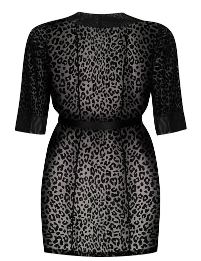 Черный пеньюар Obsessive JAGUERIA PEIGNOIR, Цвет: черный, Размеры: 6XL/7XL, изображение 4