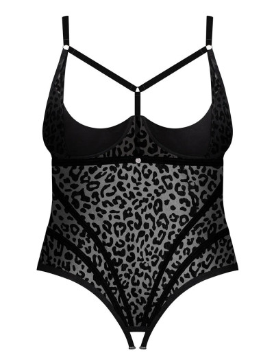 Открытое боди Obsessive JAGUERIA TEDDY, Цвет: черный, Размеры: 4XL/5XL, изображение 3