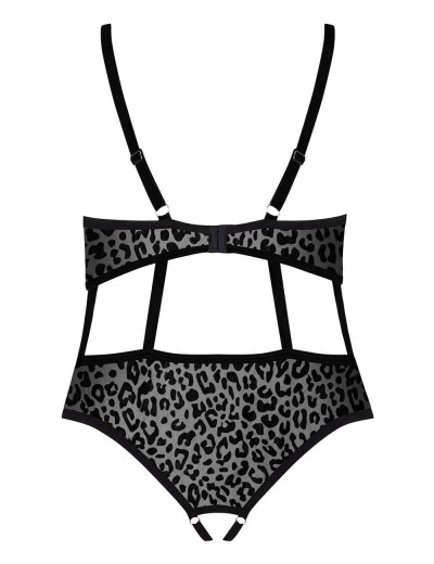 Открытое боди Obsessive JAGUERIA TEDDY, Цвет: черный, Размеры: 4XL/5XL, изображение 4