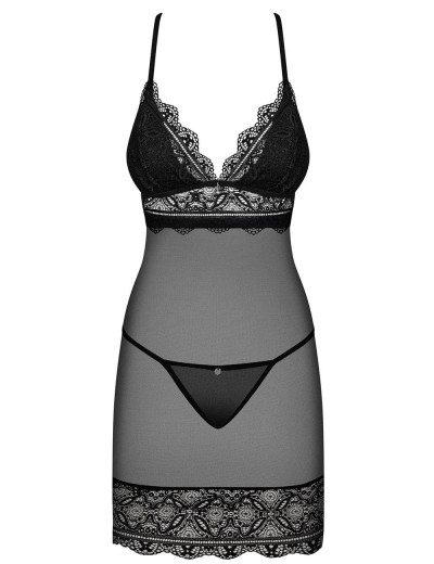 Соблазнительная сорочка Obsessive RENELIA CHEMISE, Цвет: черный, Размеры: S/M, изображение 3