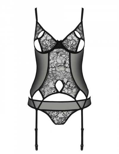 Корсет с трусиками Passion PRIMULA CORSET, Цвет: черный, Размеры: L/XL, изображение 3
