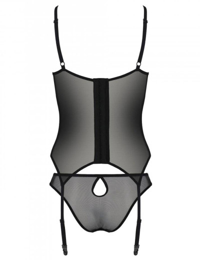 Корсет с трусиками Passion PRIMULA CORSET, Цвет: черный, Размеры: L/XL, изображение 4