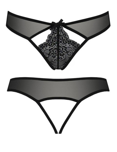 Черные трусики с доступом Passion VERITA THONG, Цвет: черный, Размеры: S/M, изображение 3