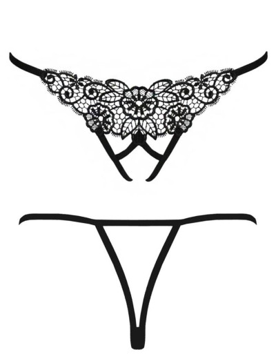Черные трусики с доступом Passion VIOLANTE THONG, Цвет: черный, Размеры: 2XL/3XL, изображение 3