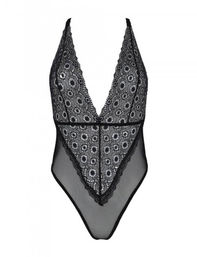 Полупрозрачное боди Passion ZINNIA BODY, Цвет: черный, Размеры: S/M, изображение 3