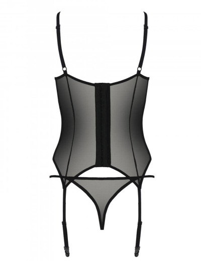 Корсет с трусиками Passion ZINNIA CORSET, Цвет: черный, Размеры: L/XL, изображение 4