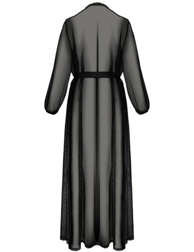 Длинный пеньюар Passion ZINNIA PEIGNOIR, Цвет: черный, Размеры: 2XL/3XL, изображение 4