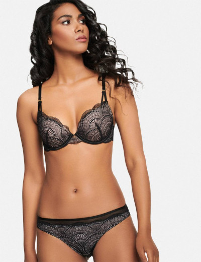 Бюстгальтер пуш-ап Esotiq AZTEC 39116 черный+телесный, Цвет: черный+телесный, Размеры: 70D, изображение 4