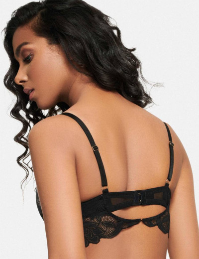 Кружевной бюстгальтер балконет пуш-ап Esotiq ANGELICA 39122 черный+телесный, Цвет: черный+телесный, Размеры: 65D, изображение 2