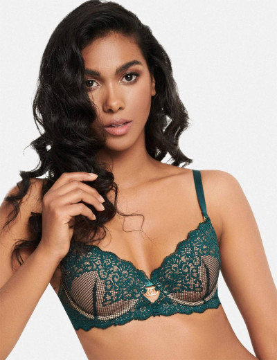 Бюстгальтер балконет пуш-ап Esotiq DARLING 39180 зеленый+бежевый, Цвет: зеленый+бежевый, Размеры: 85C, изображение 3