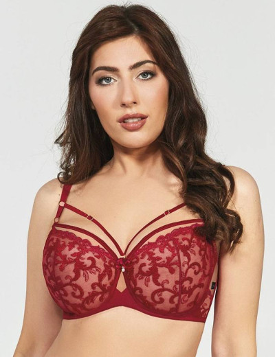 Мягкий бюстгальтер балконет Kris Line CLARISA halfcupsoft со стрэпами, Цвет: красный, Размеры: 65J, изображение 3
