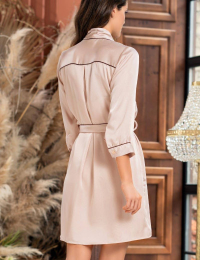 Короткий халат-кимоно из креп-сатина Mia-Amore FREYA 7093 пудра, Цвет: пудра, Размеры: S/M, изображение 2